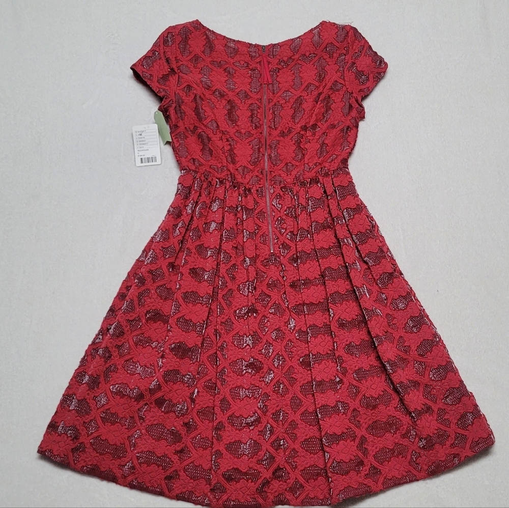 Anthropologie Moulinette Soeurs Rubied Lace Dress Fit & Flare Pleated Mini Dress - Picture 8 of 13